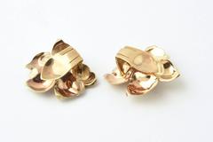 1940s Retro Sapphire Ruby Rose Gold Flower Earrings Clips