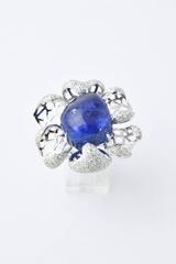 Modern Large Tanzanite Diamond Gold Flower Statement Ring