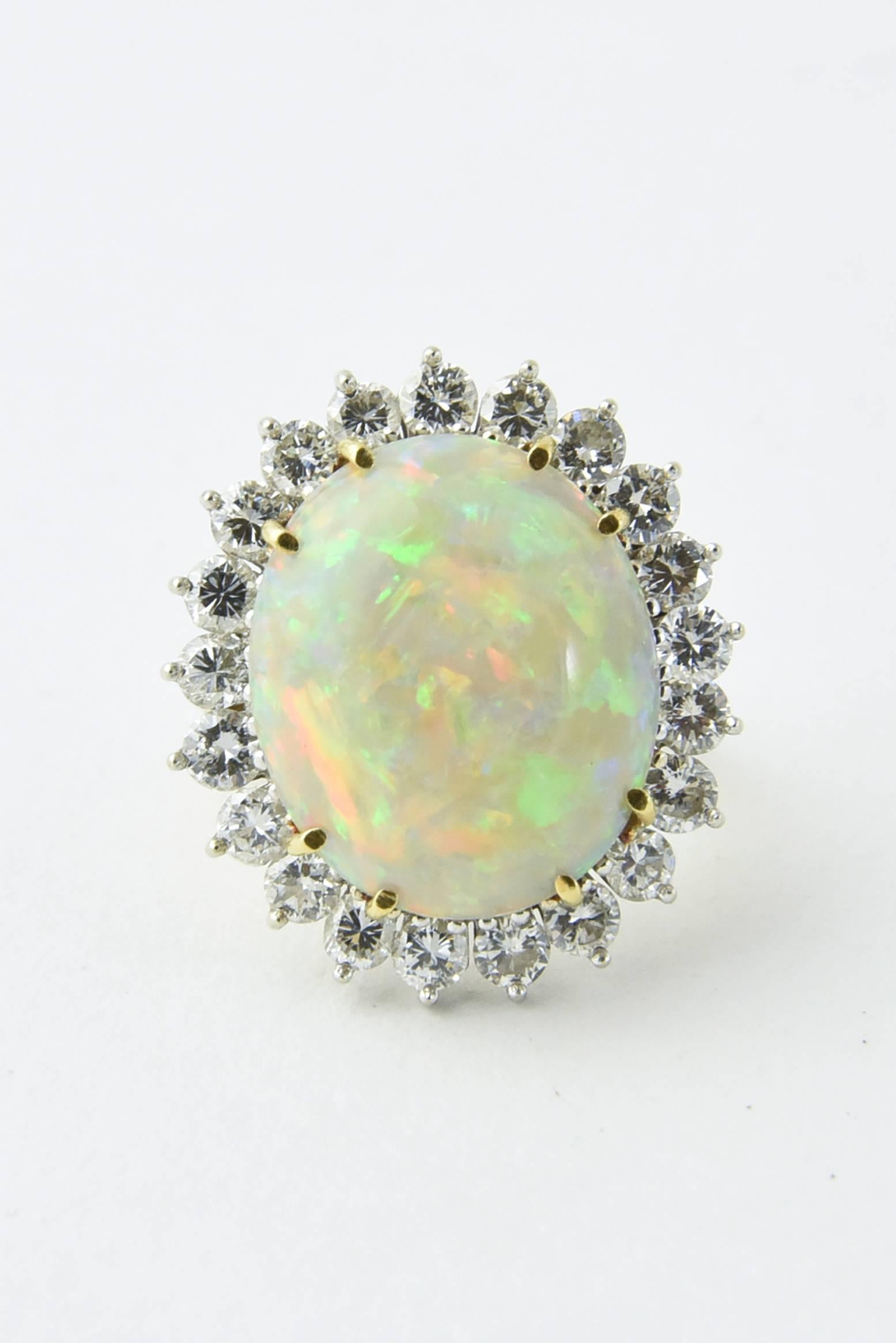opal diamond gold ring