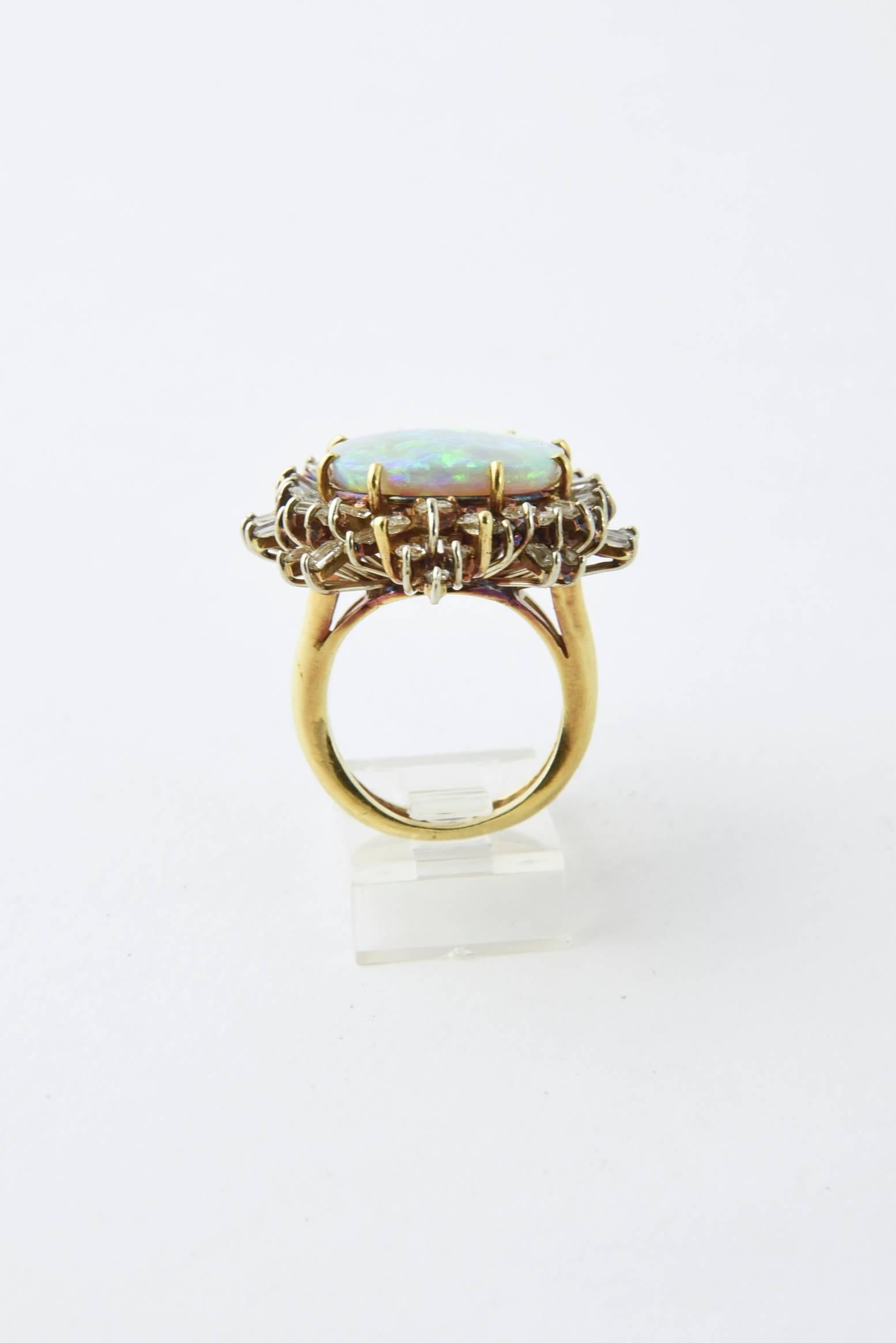 Women's Intense Gray Crystal Opal Diamond Gold Ring For Sale