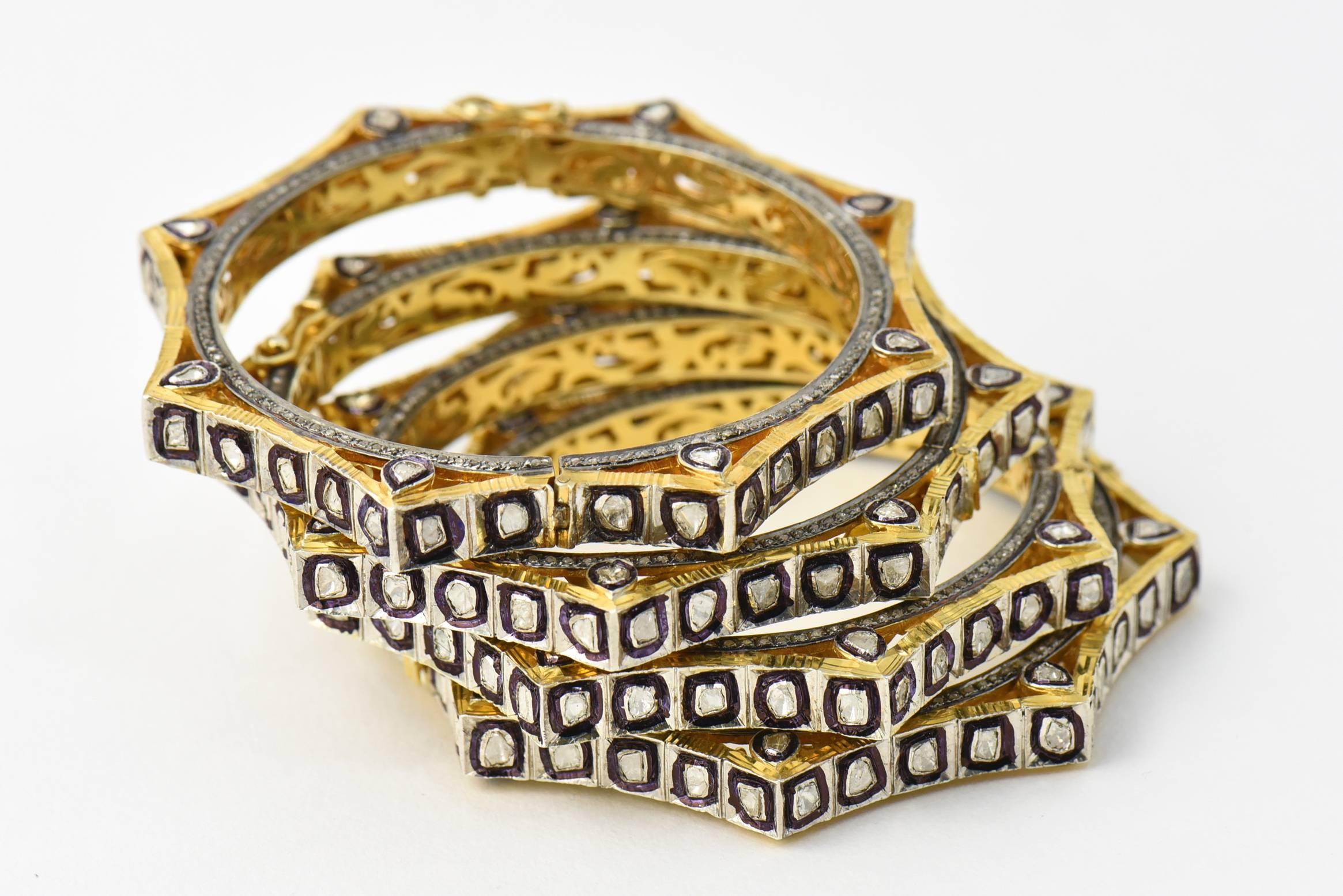 Bracelets jonc en diamants et vermeil (2 disponibles) Neuf - En vente à Miami Beach, FL
