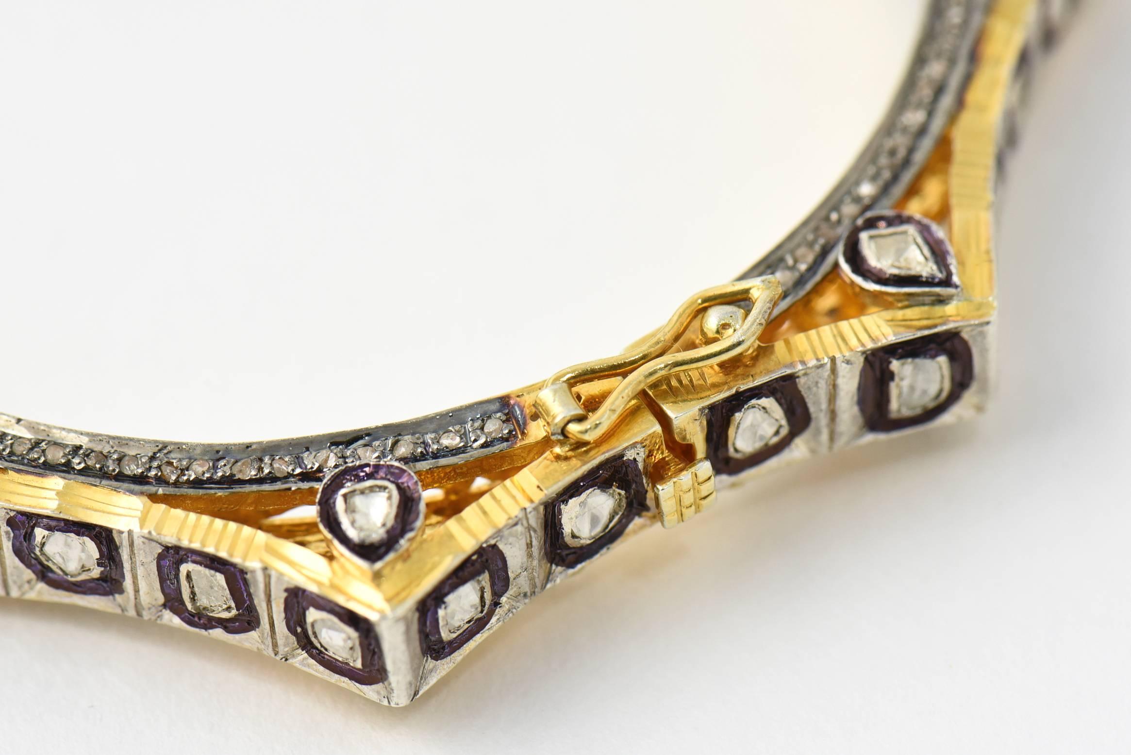Diamond and Vermeil Bangle Bracelets (2 Available) In New Condition For Sale In Miami Beach, FL