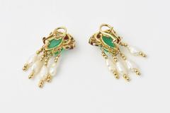 Esmeralda Rubí Perla Diamante Collar de Oro Conjunto de Pendientes y Pulsera