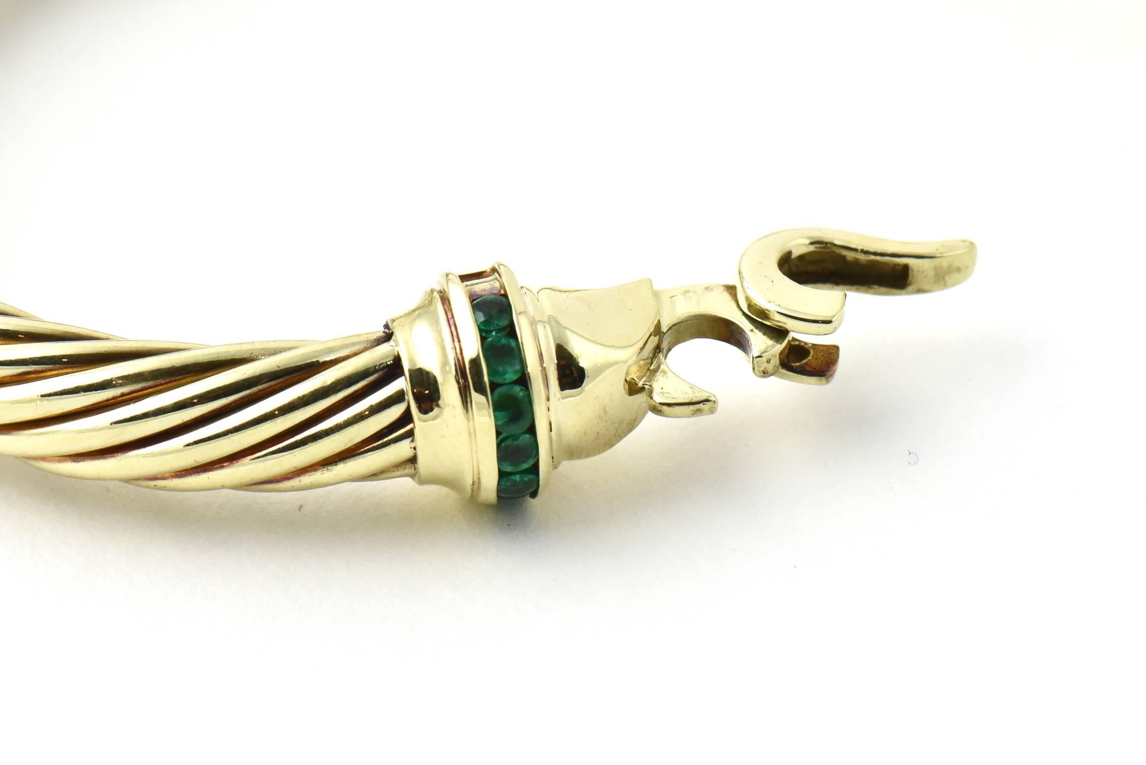 David Yurman Cable Classic Buckle Armband mit Smaragd und Saphir Gold Armreif 1