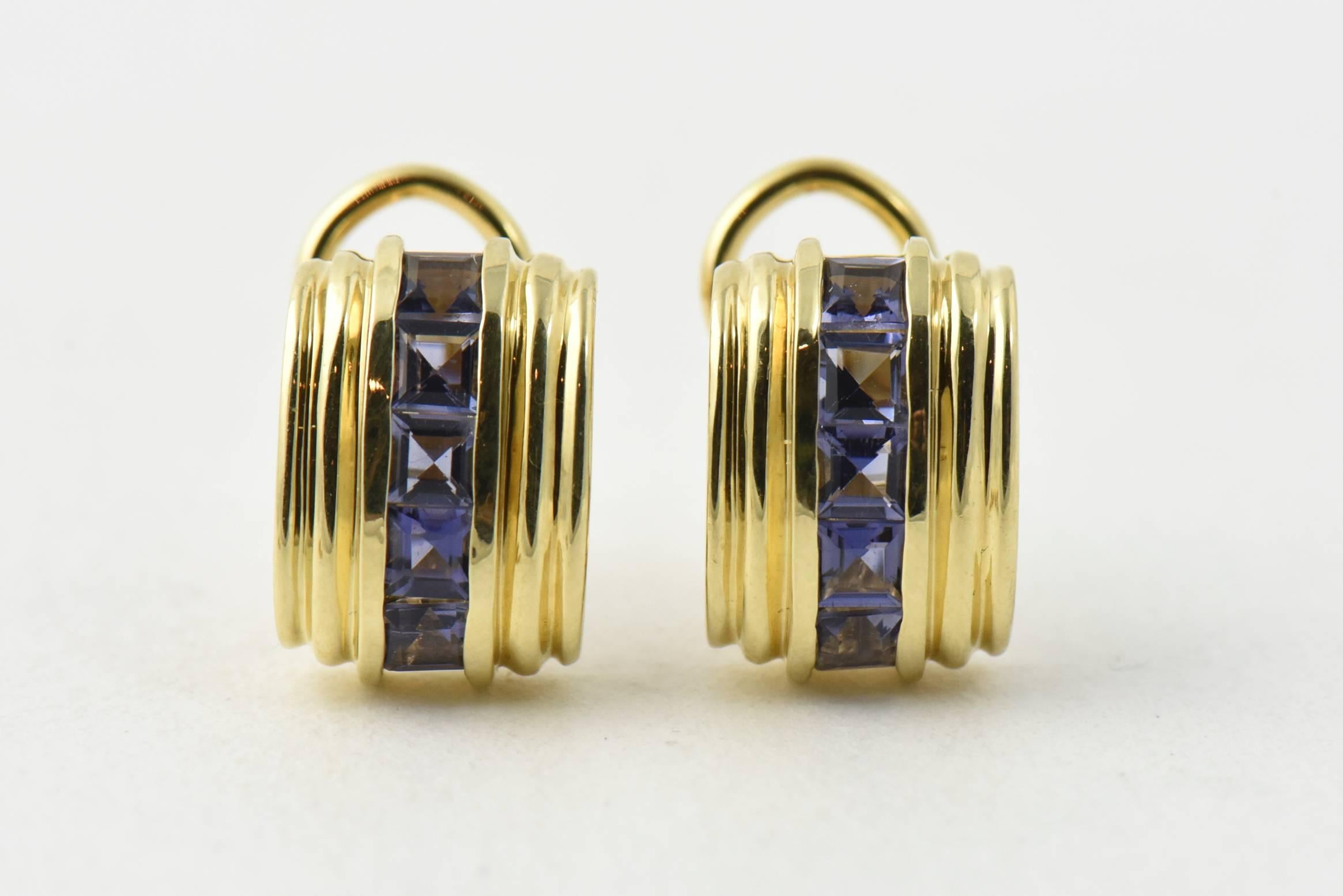David Yurman Sapphire and Gold Cable Door Knocker Earrings with Detachable Hoops 2