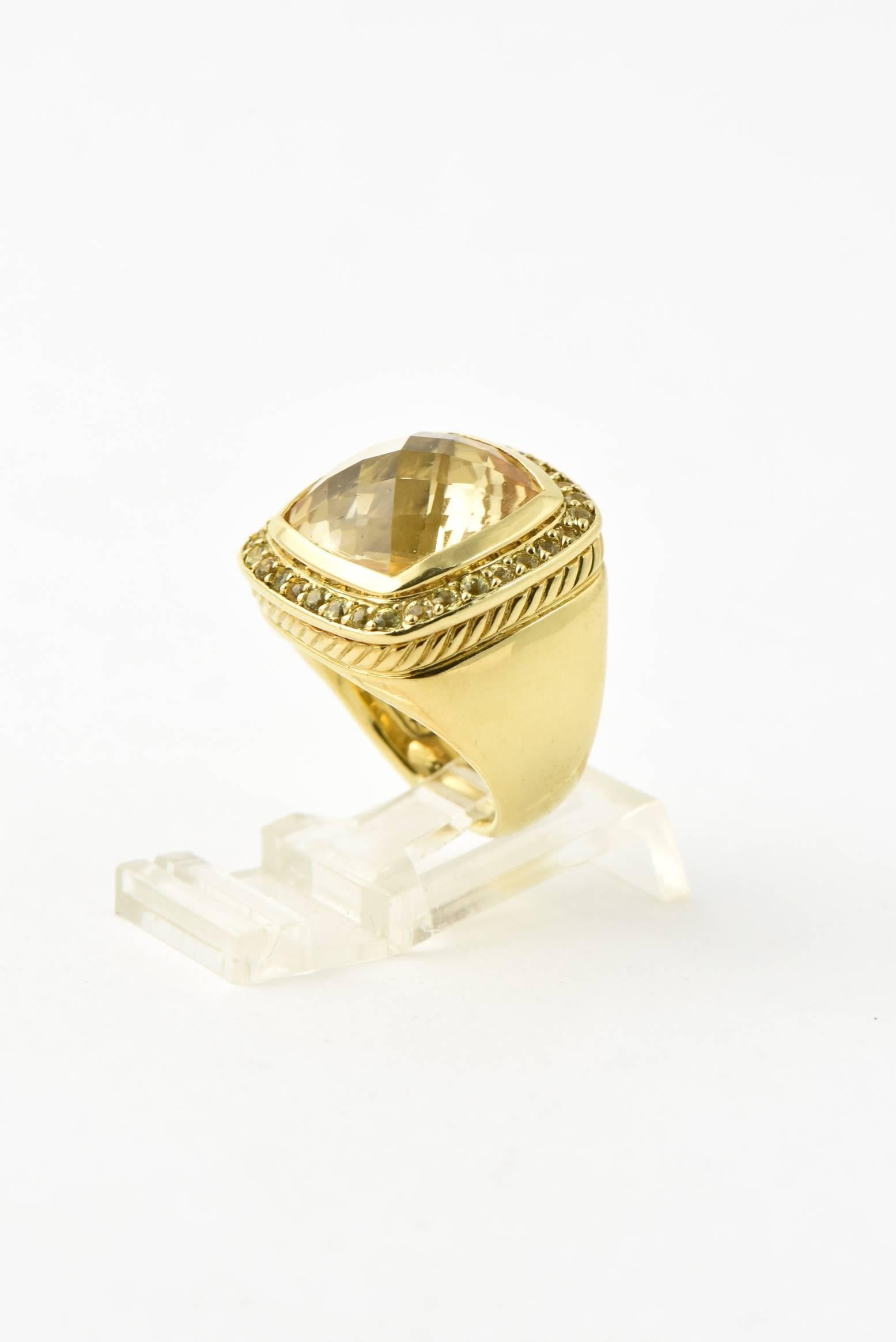 Großer David Yurman Albion Citrin und Saphir Gold Cocktail Statement Ring im Zustand „Gut“ in Miami Beach, FL