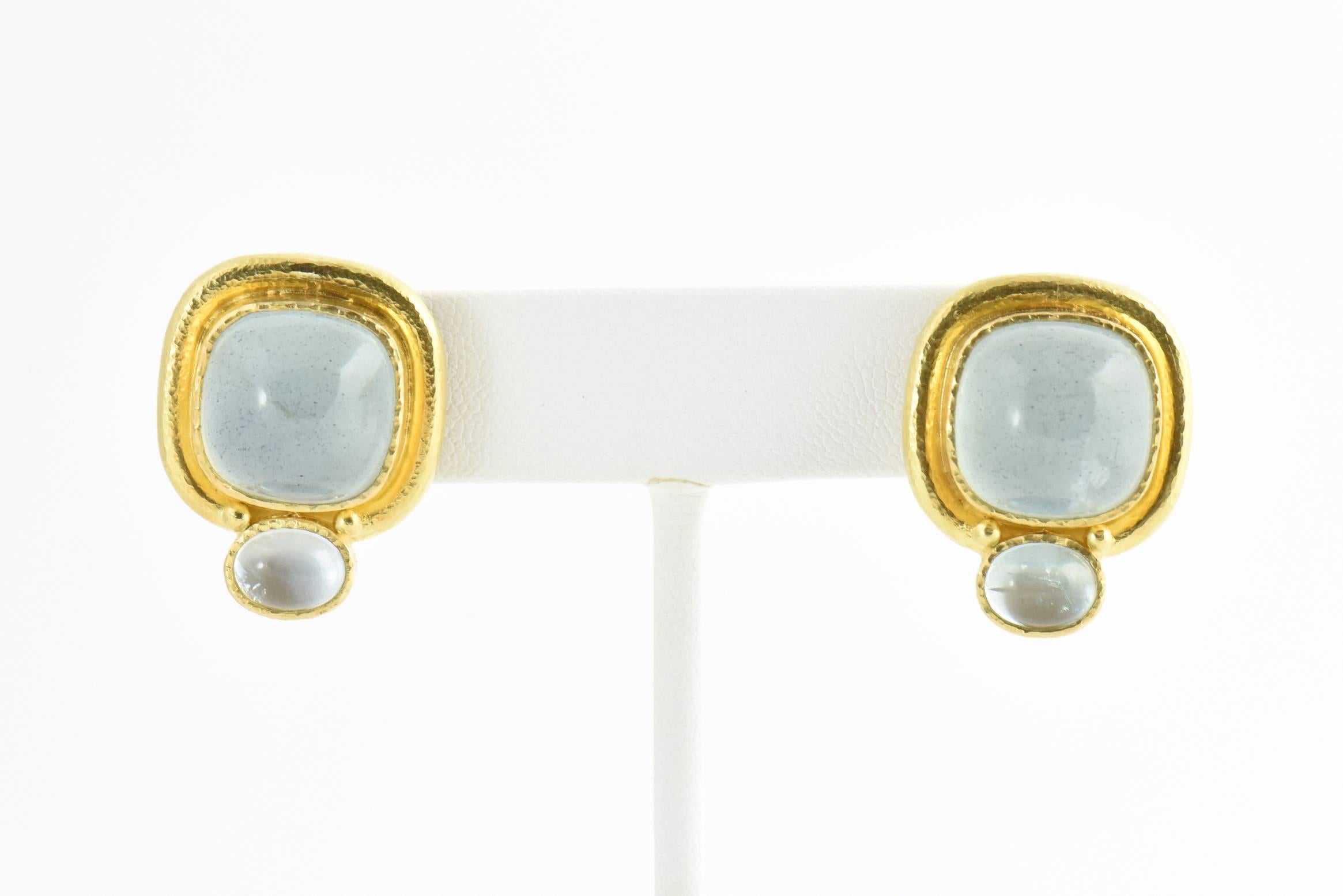 Elizabeth Locke Aquamarine Gold Earclip Earrings 2