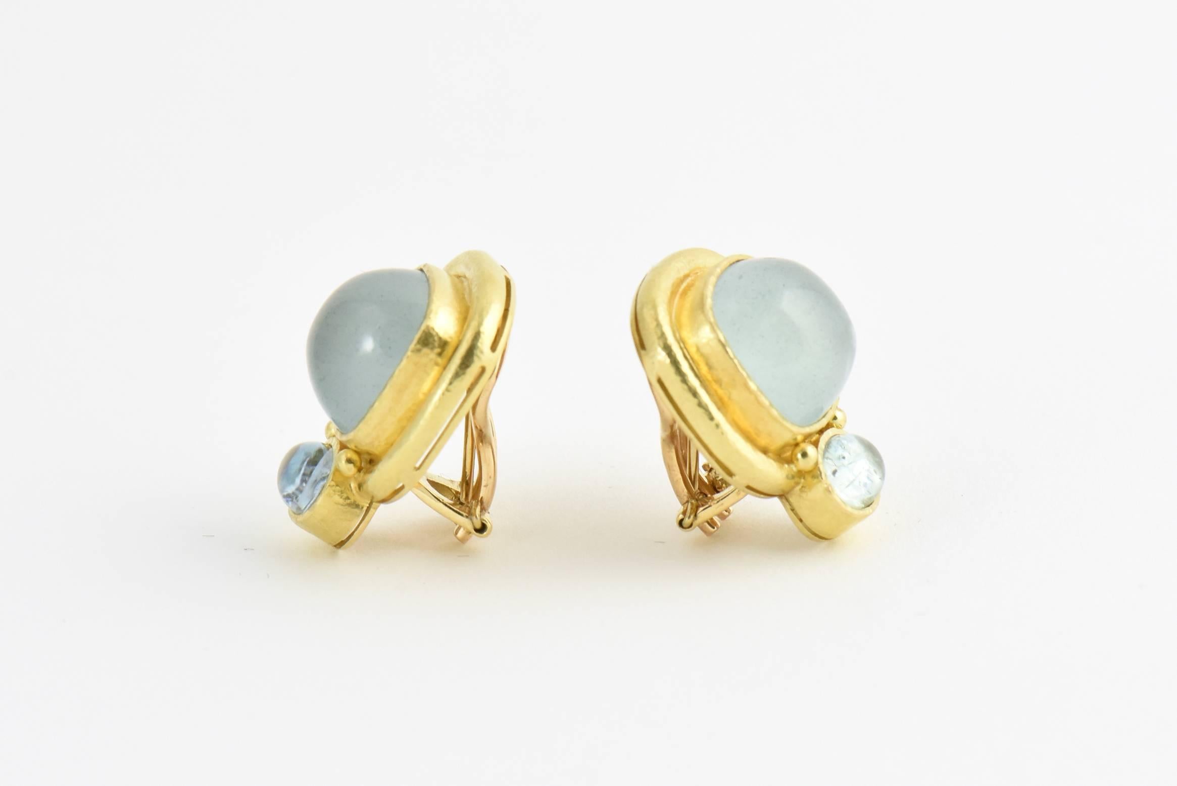 Women's Elizabeth Locke Aquamarine Gold Earclip Earrings