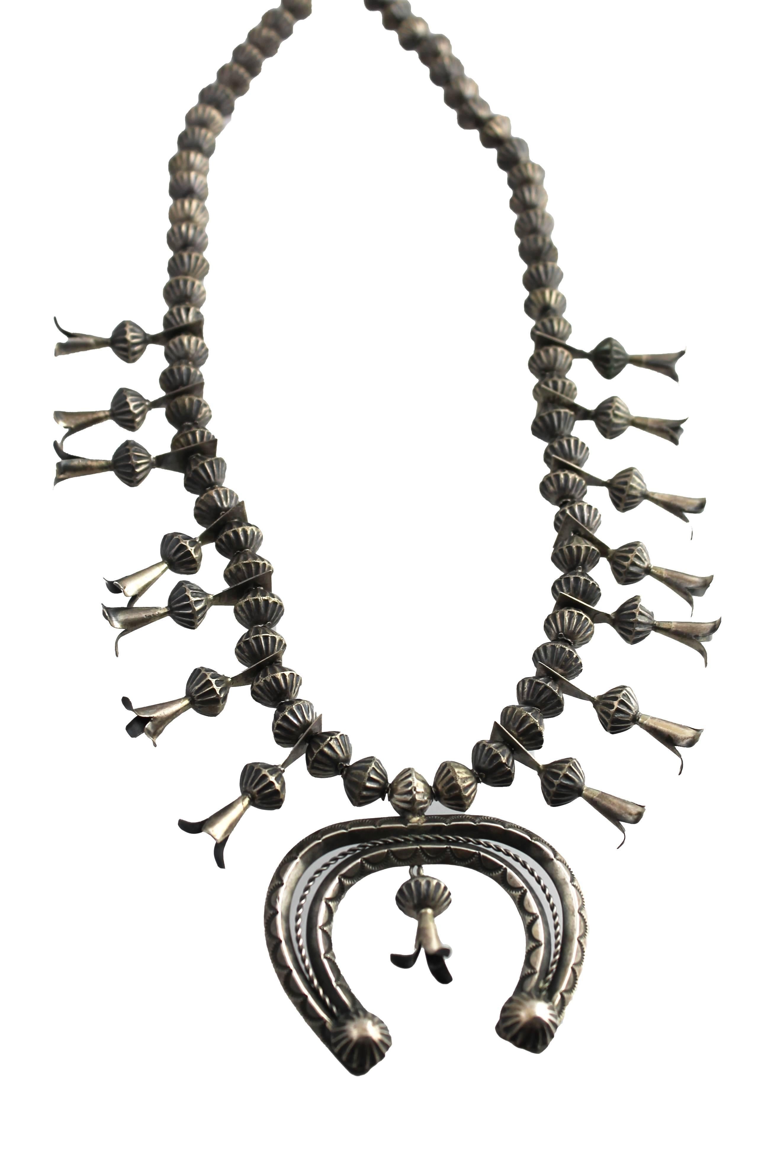 Women's or Men's Silver Squash Blossom Necklace