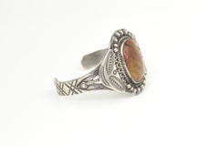 Vintage Southwestern Native American Style Petrified Wood Sterling Silver Cuff B