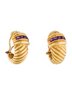 Yurman Amethyst Gold Shrimp Earrings