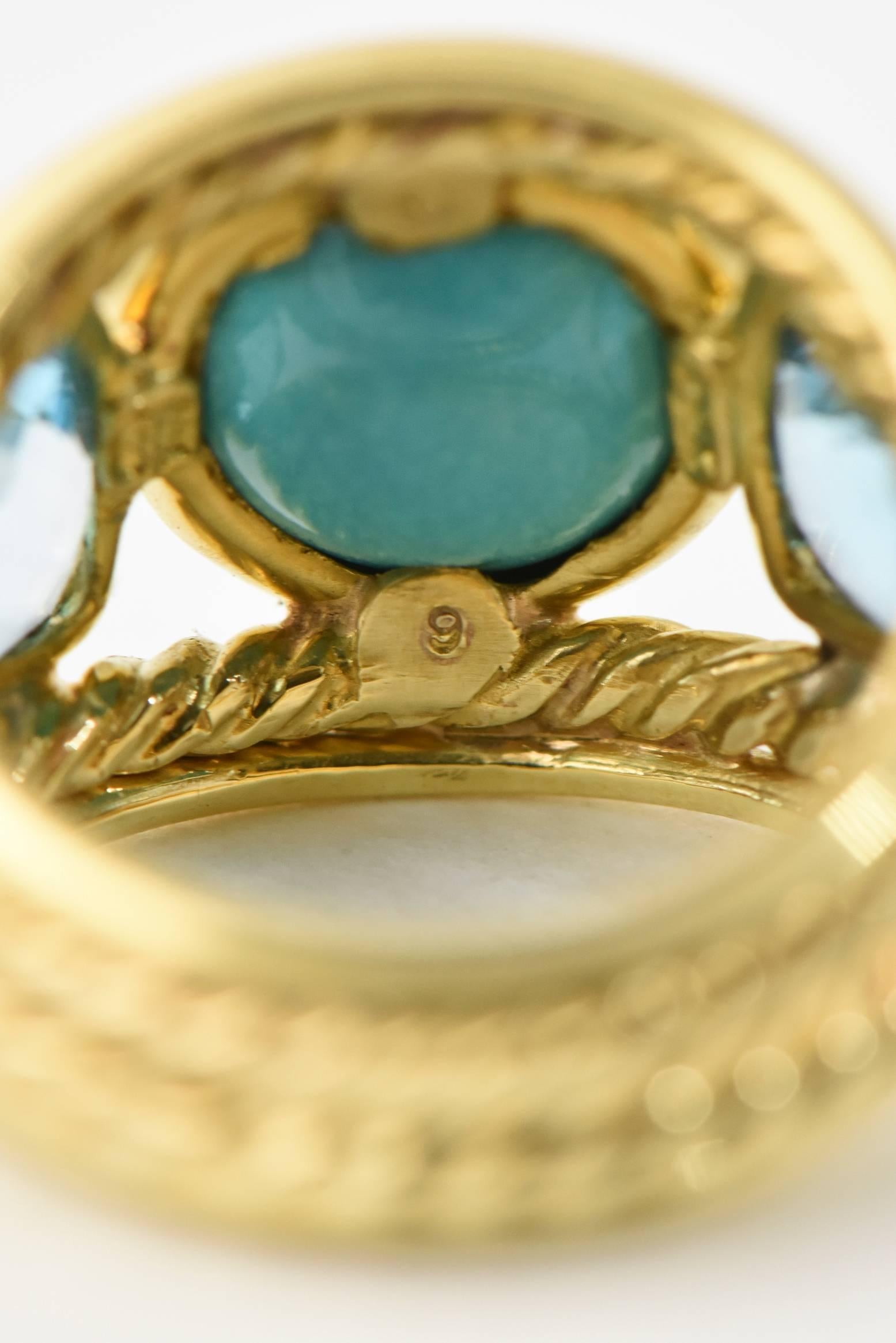 Women's David Yurman Turquoise, Blue Topaz Gold Renaissance Ring