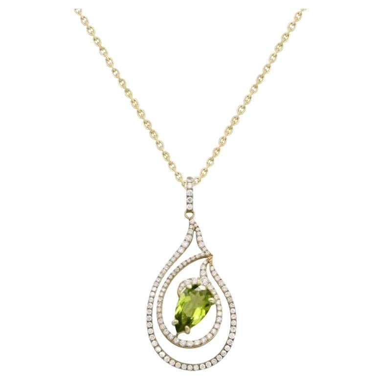Collana di diamanti di crisolito in oro giallo per lei in vendita