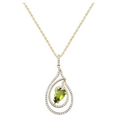 Chrysolite Diamond Necklace Yellow Gold for Her