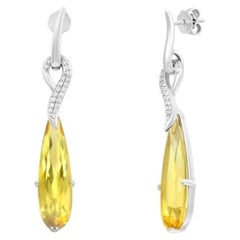 Boucles d'oreilles en or avec héliodore naturel et diamants, pour elle
