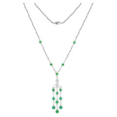 Collier à pampilles en cascade avec émeraudes et diamants pour femme