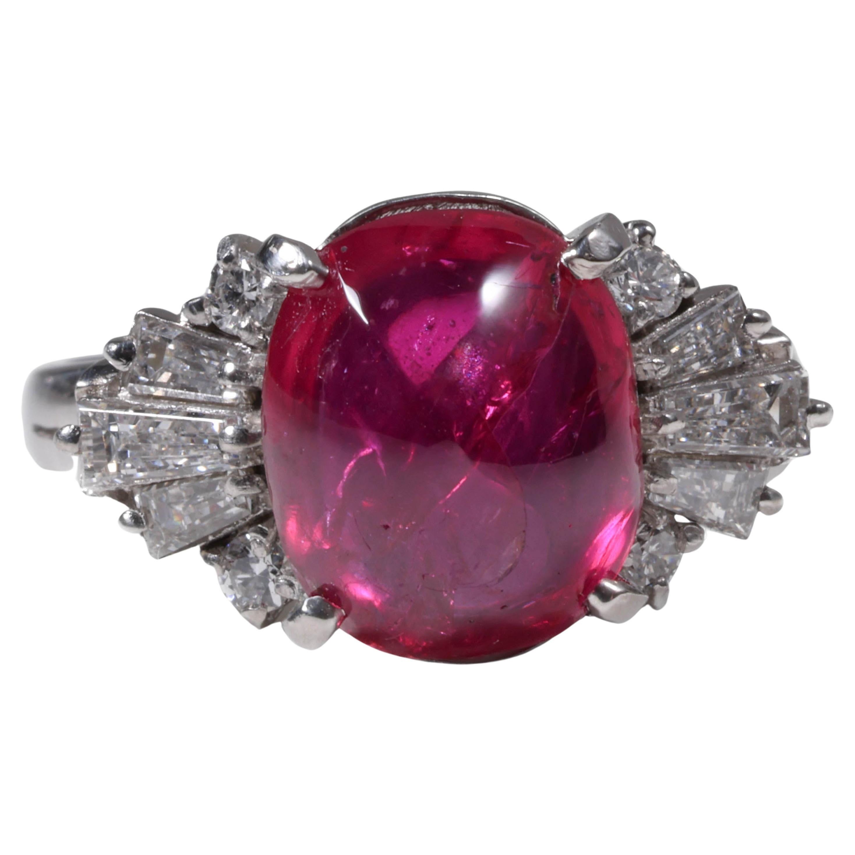 Burma Ruby No-Heat 4.75 Carats Set in Vintage Platinum Mounting, Certified For Sale