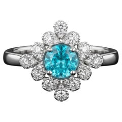 Paraiba Tourmaline 1.70ct, Diamond, 18K White Gold Ring AGL Certified Brazil