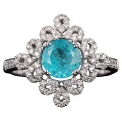 Paraiba Tourmaline 1.70ct, Diamond, 18K White Gold Ring AGL Certified Brazil