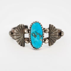 Substantial Southwestern Ingot Silver & Rare Blue Gem Turquoise Cuff