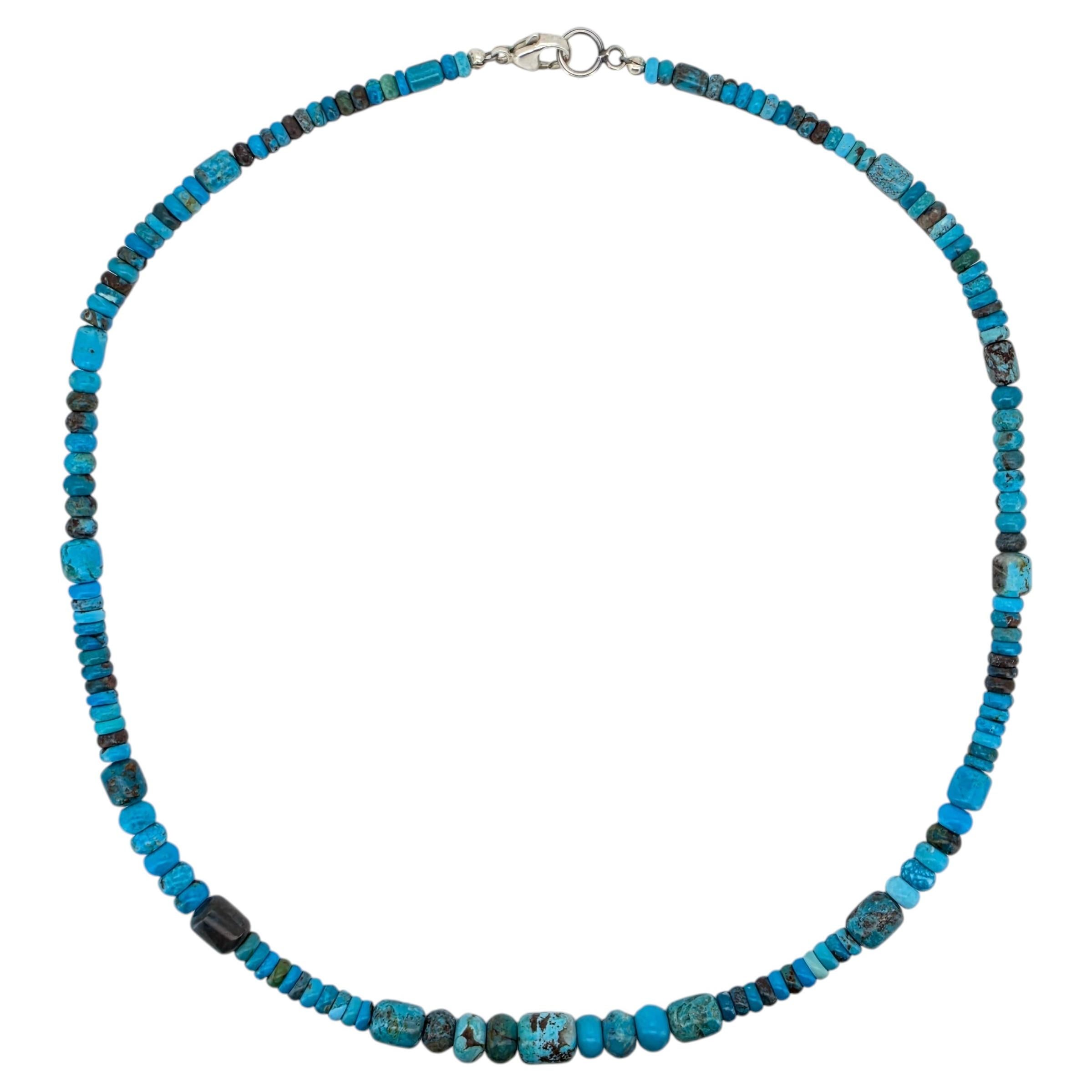 Collana rara con perline di turchese di Bisbee, 20", intagliata a mano in Italia