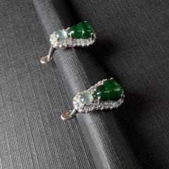 Imperial Green Jadeite Jade Earrings in Sterling Silver