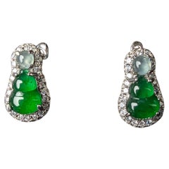 Imperial Green Jadeite Jade Earrings in Sterling Silver