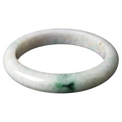 Untreated Burma Jadeite Jade Bangle White & Green 63mm
