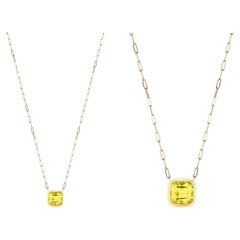 Lemon Quartz Cushion Pendant in 18K Yellow Gold