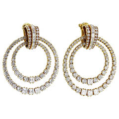 Cartier Diamond Gold Double Hoop Earclips