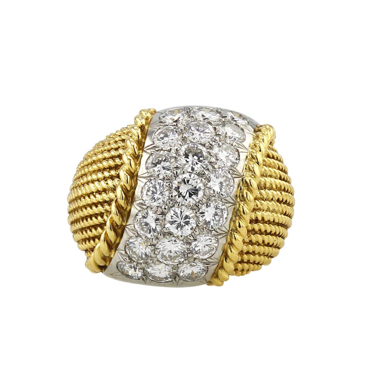 1970s Van Cleef & Arpels Diamond Gold Dress Ring For Sale