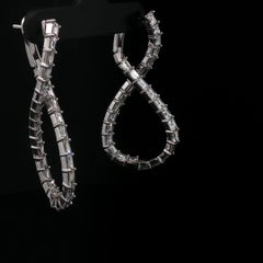 18K White Gold natural Diamond Crossover Drop Earrings