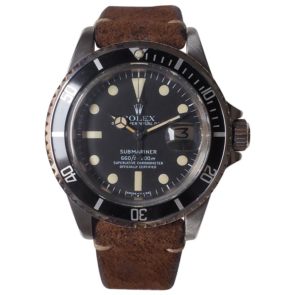 Rolex Stainless Steel Submariner Full Set Automatic Wristwatch Ref 1680 For Sale
