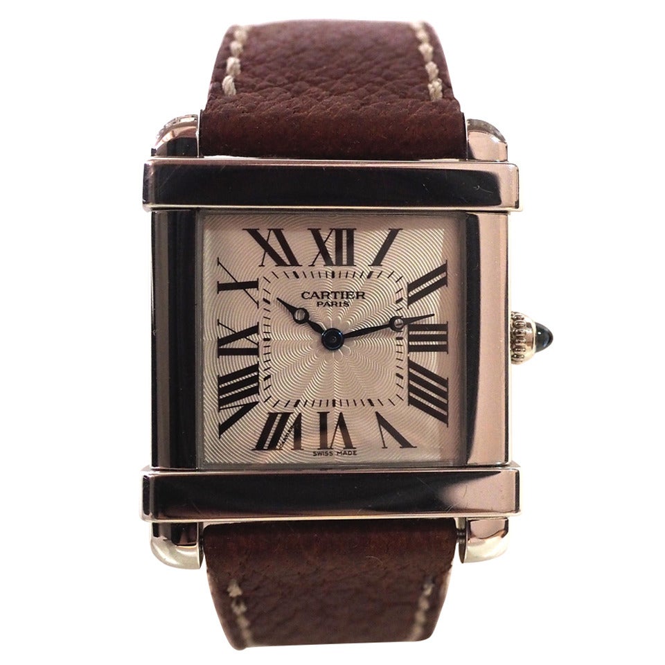 Cartier Platinum Tank Chinoise Manual Wind Wristwatch Ref 2685G For Sale