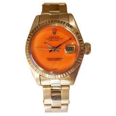 Rolex Yellow Gold Datejust Coral Dial Automatic Wristwatch Ref 6917