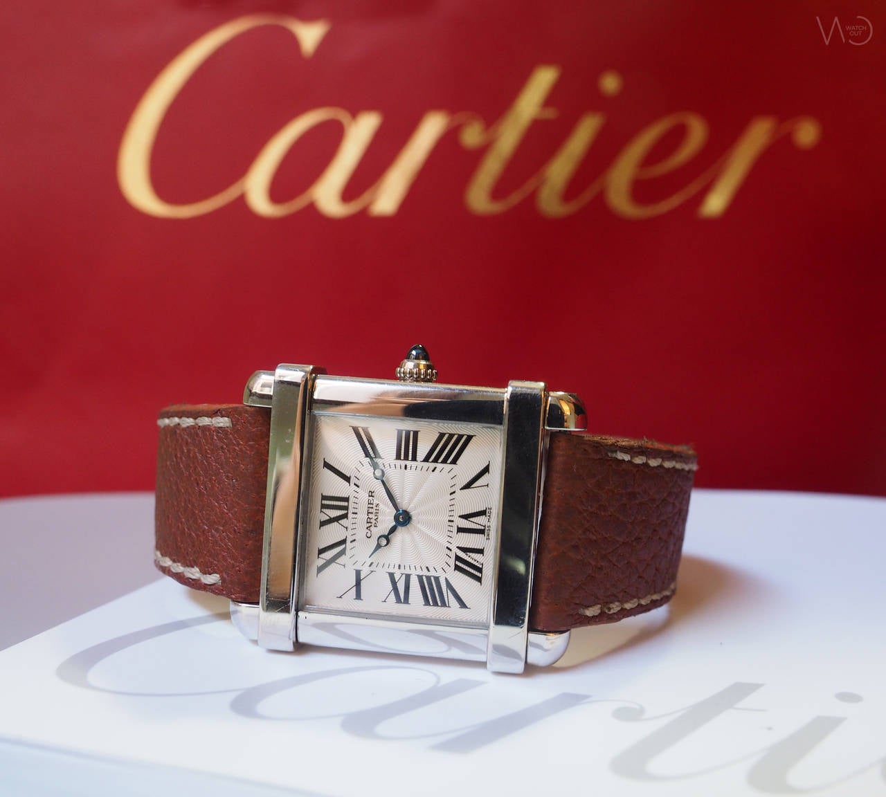 Women's or Men's Cartier Platinum Tank Chinoise Manual Wind Wristwatch Ref 2685G For Sale