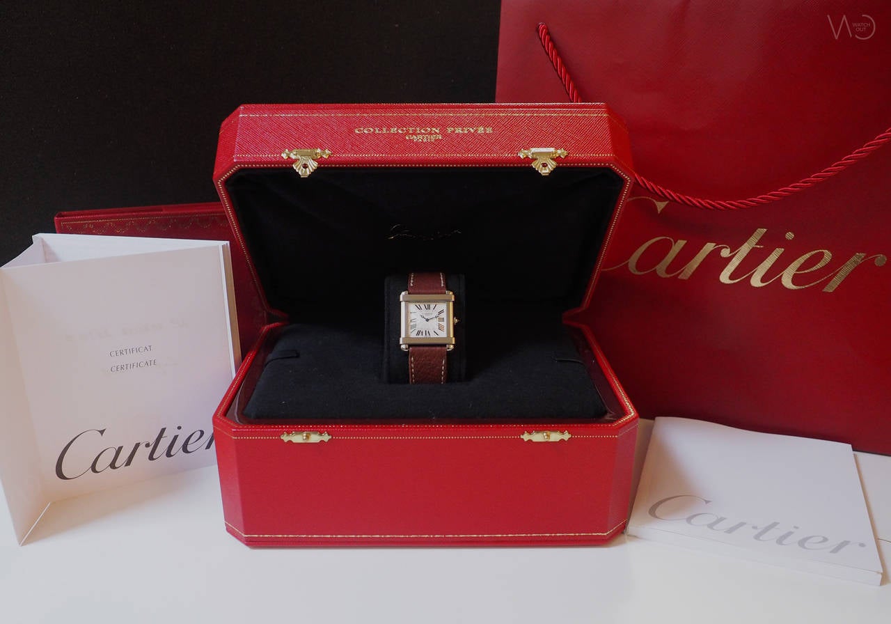 Cartier Platinum Tank Chinoise Manual Wind Wristwatch Ref 2685G In Excellent Condition For Sale In Bologna, IT