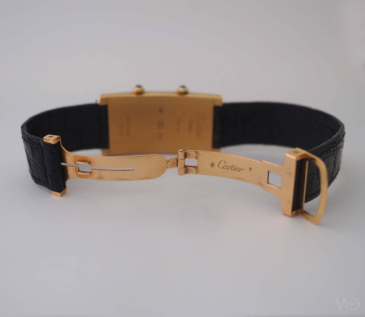 Cartier Yellow Gold Tank Cintrée Dual Time Zone Wristwatch For Sale 1