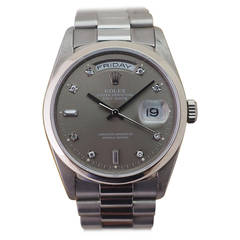 Vintage Rolex White Gold Day-Date Diamond Mink Dial Wristwatch Ref 18239
