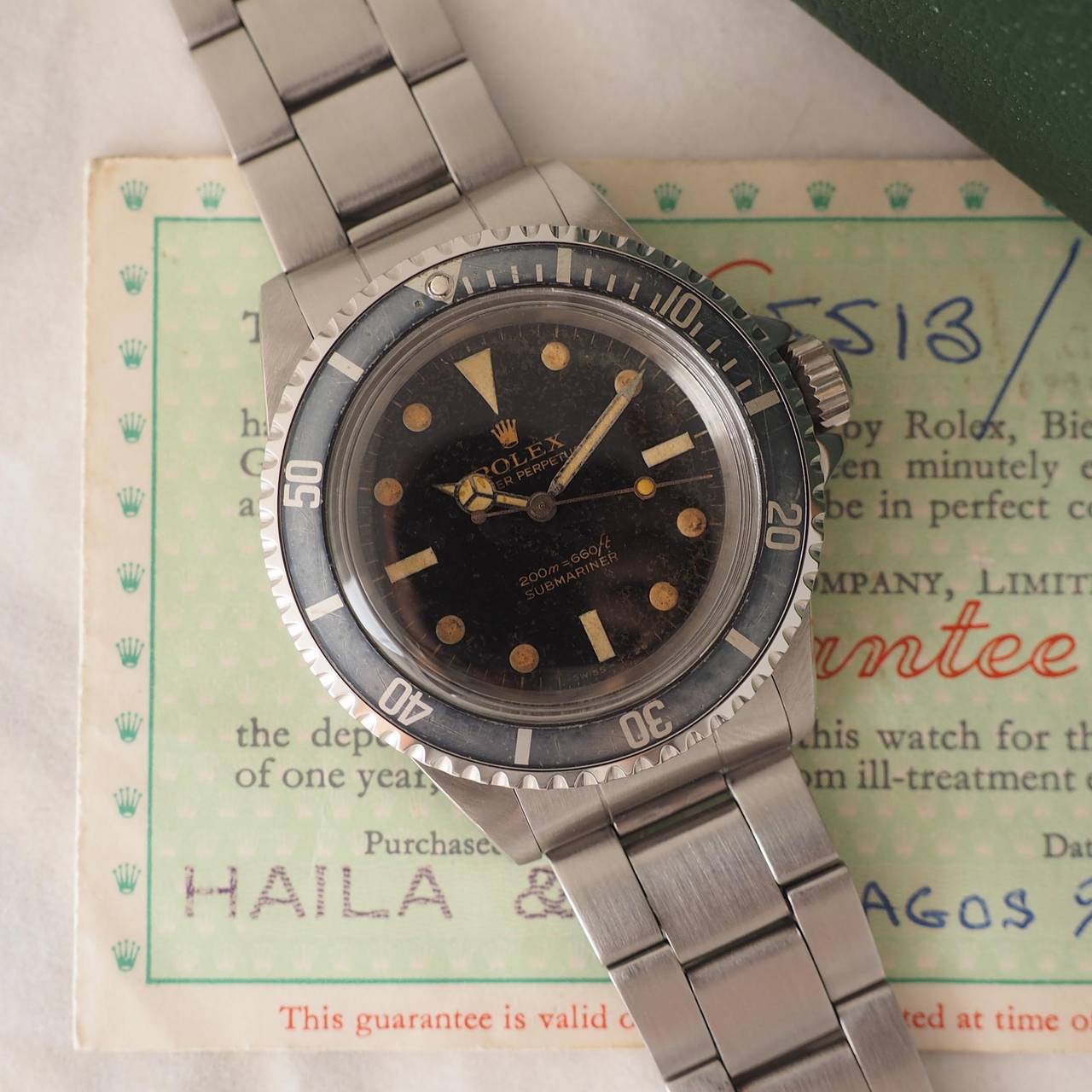 Rolex Stainless Steel Submariner Automatic Wristwatch Ref 5513 In Excellent Condition For Sale In Bologna, IT