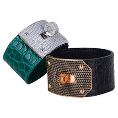 Hermes Diamond / Spinel Kelly Cuff Bracelet 18k Gold 6 Interchangeable Straps