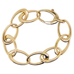 Pulsera de cadena de eslabones ovalados - Pulsera de oro italiano de 14 quilates Eslabones ovalados grandes