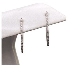 Slim Huggie V-Hoops 20mm 0.10 Carats Diamonds in 14K White Gold