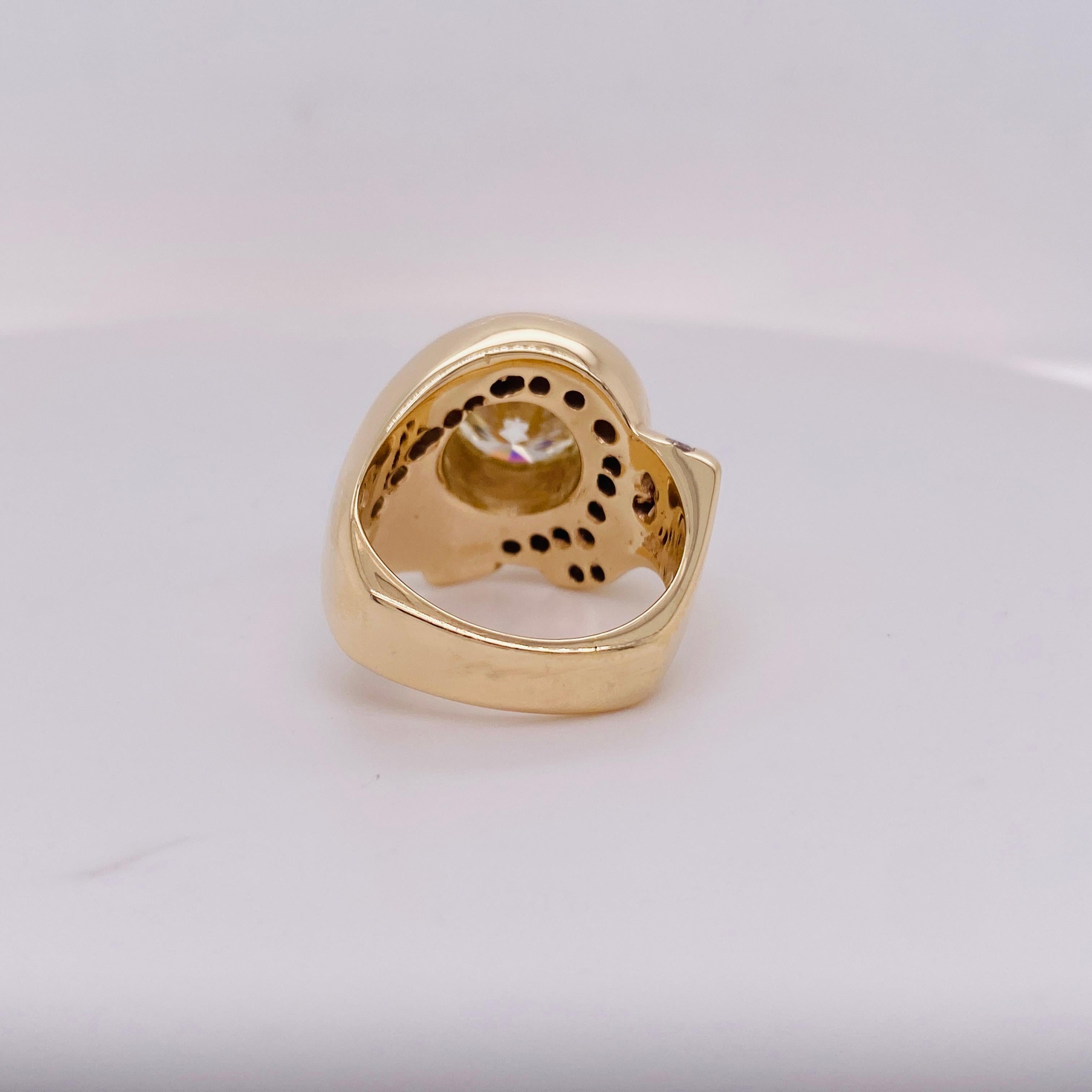 Bague à tourbillon asymétrique en diamant signé 3.99 carats GIA, or jaune 14K tige euro en vente 2