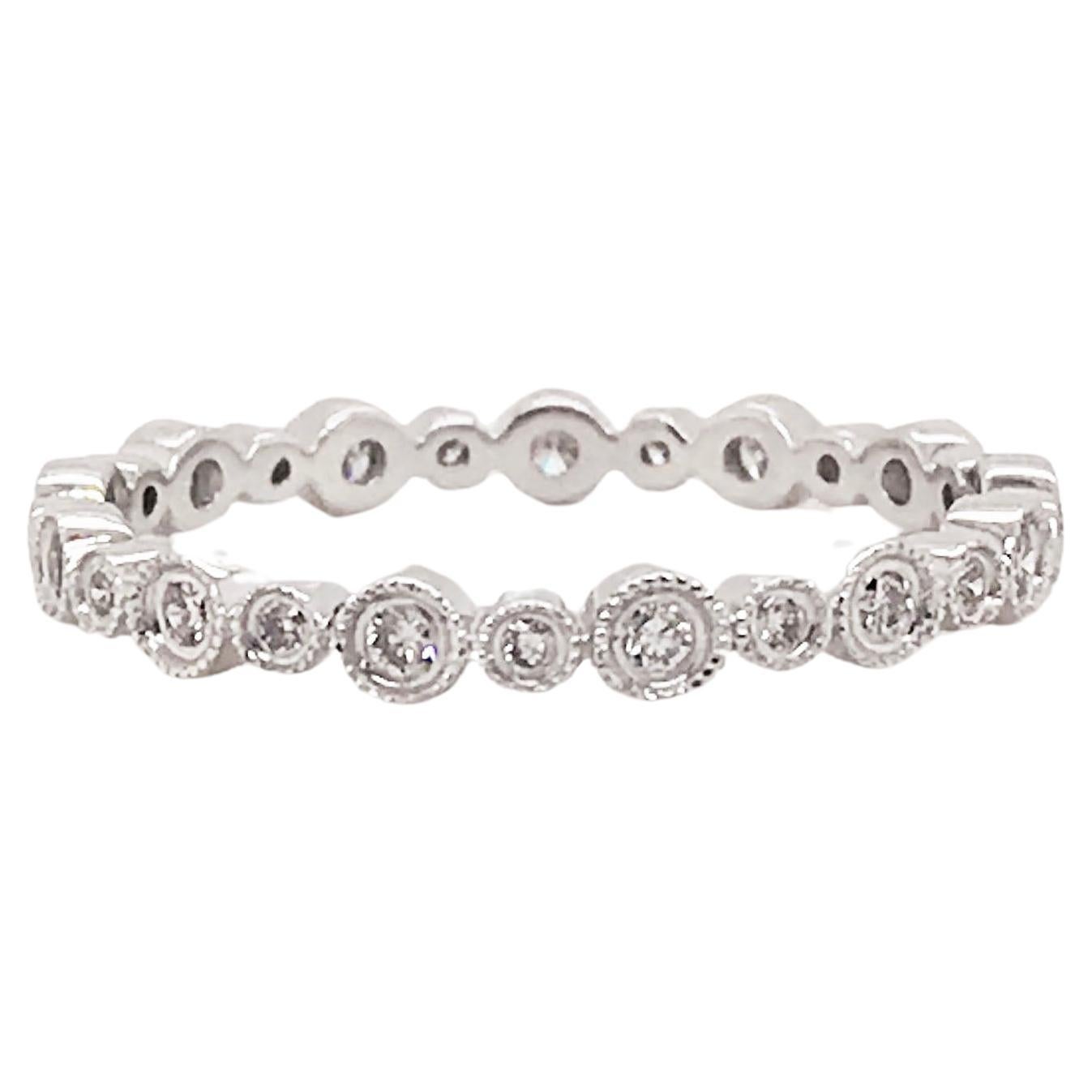 Diamond Bezel Eternity Band, .40 Carats in 14K White Gold, Stackable Ring