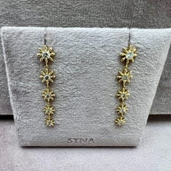Syna Yellow Gold Sun Earrings with Diamonds