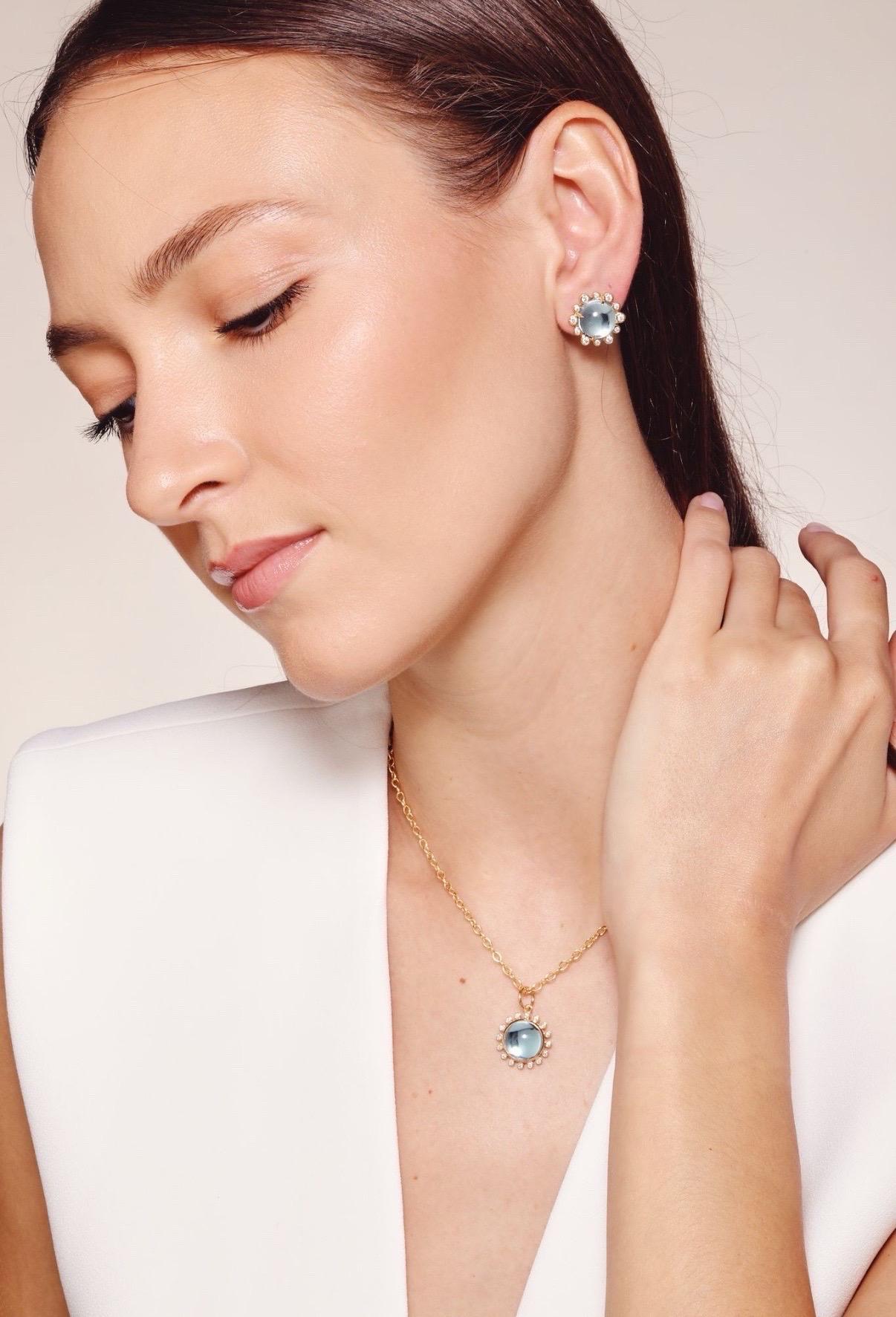 Contemporain Syna Pendentif exotique en or jaune édition limitée avec topaze bleue et diamants en vente