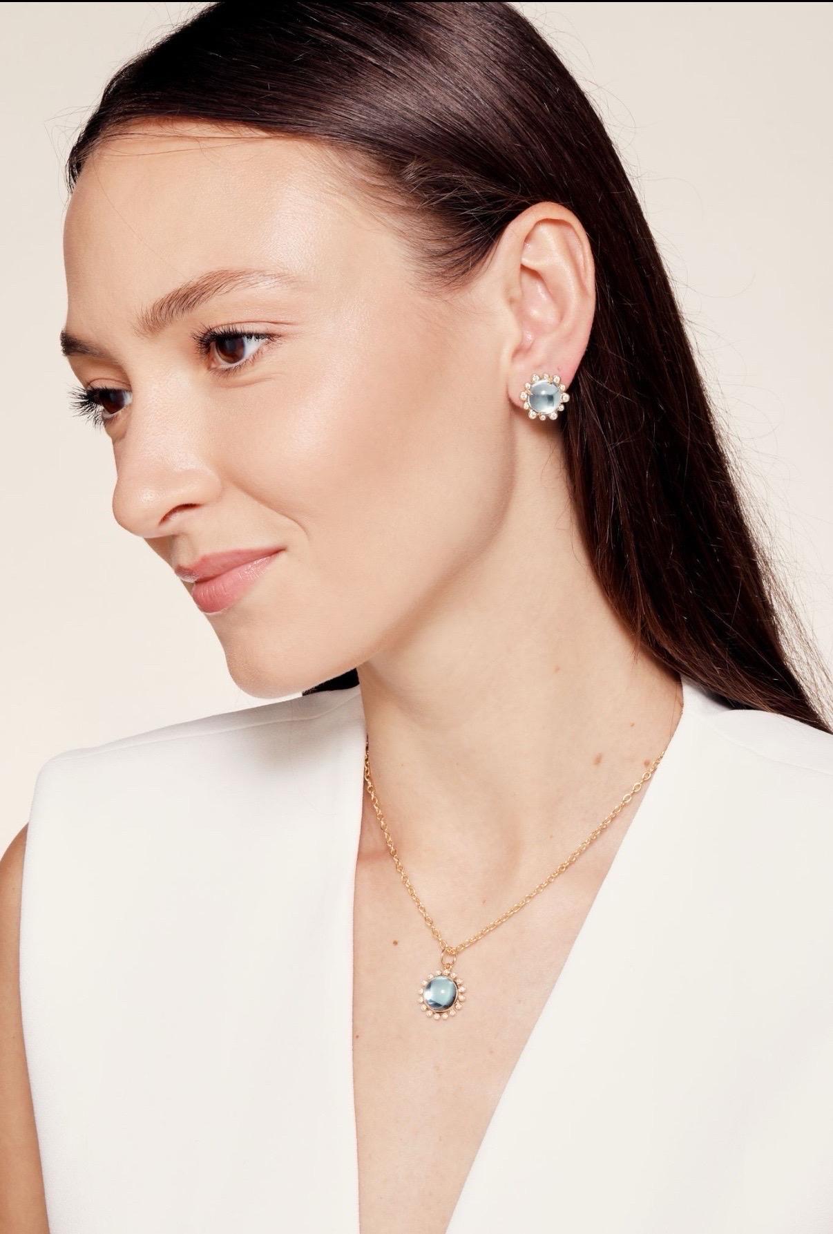 Taille mixte Syna Pendentif exotique en or jaune édition limitée avec topaze bleue et diamants en vente