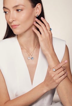 Syna Yellow Gold Moon Quartz Pendant with Diamonds