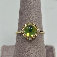 Anello Syna Jewels in oro giallo 18 carati con peridoto e diamanti, misura USA 6,5